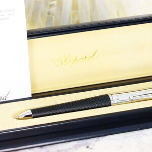 Chopard Classic Racing Twist Action Ballpoint Pen with Black Barrel Silver Tone